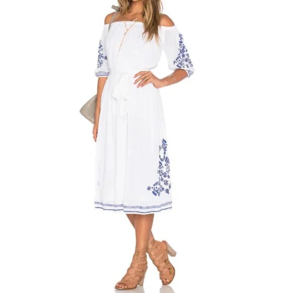 Boho romantic embroidered off the shoulder Tularosa dress